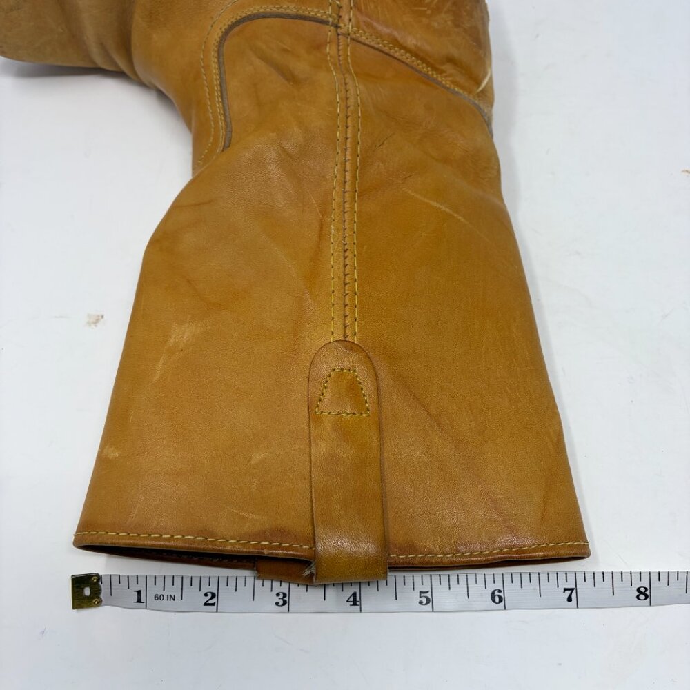Landis Vtg Tan Leather Campus Distressed Boots Wide 9.5 - Picture 16 of 16